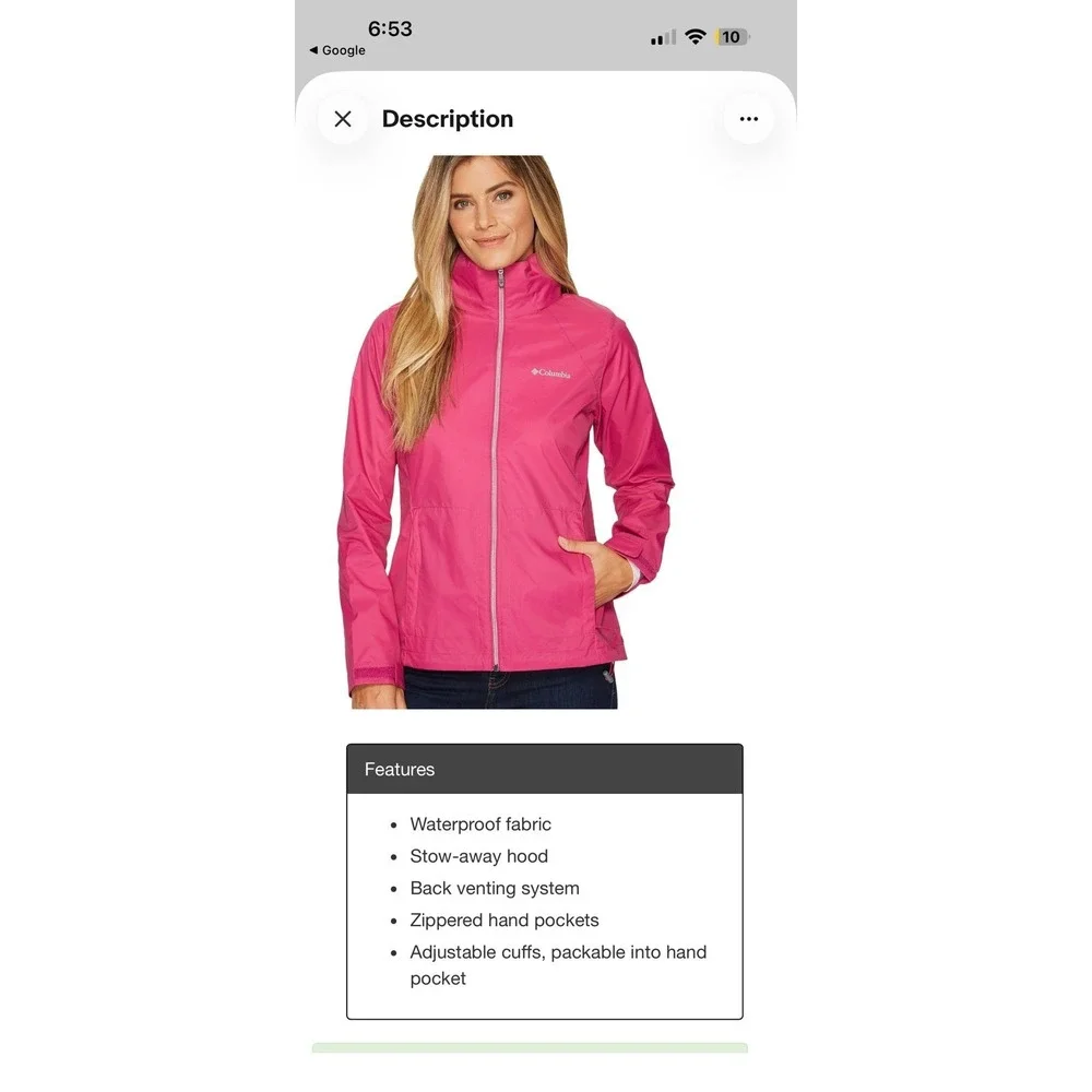 Women's Columbia Switchback IV hooded packable windbreaker. Sz L Hiking, running - Picture 7 of 10